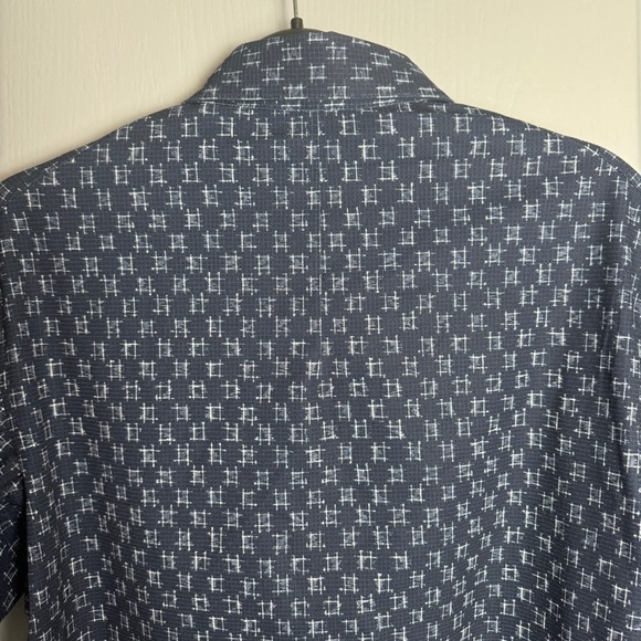 Lululemon Airing Easy Short Sleeve Buttondown IKat Check White True Navy Size S - Picture 11 of 15